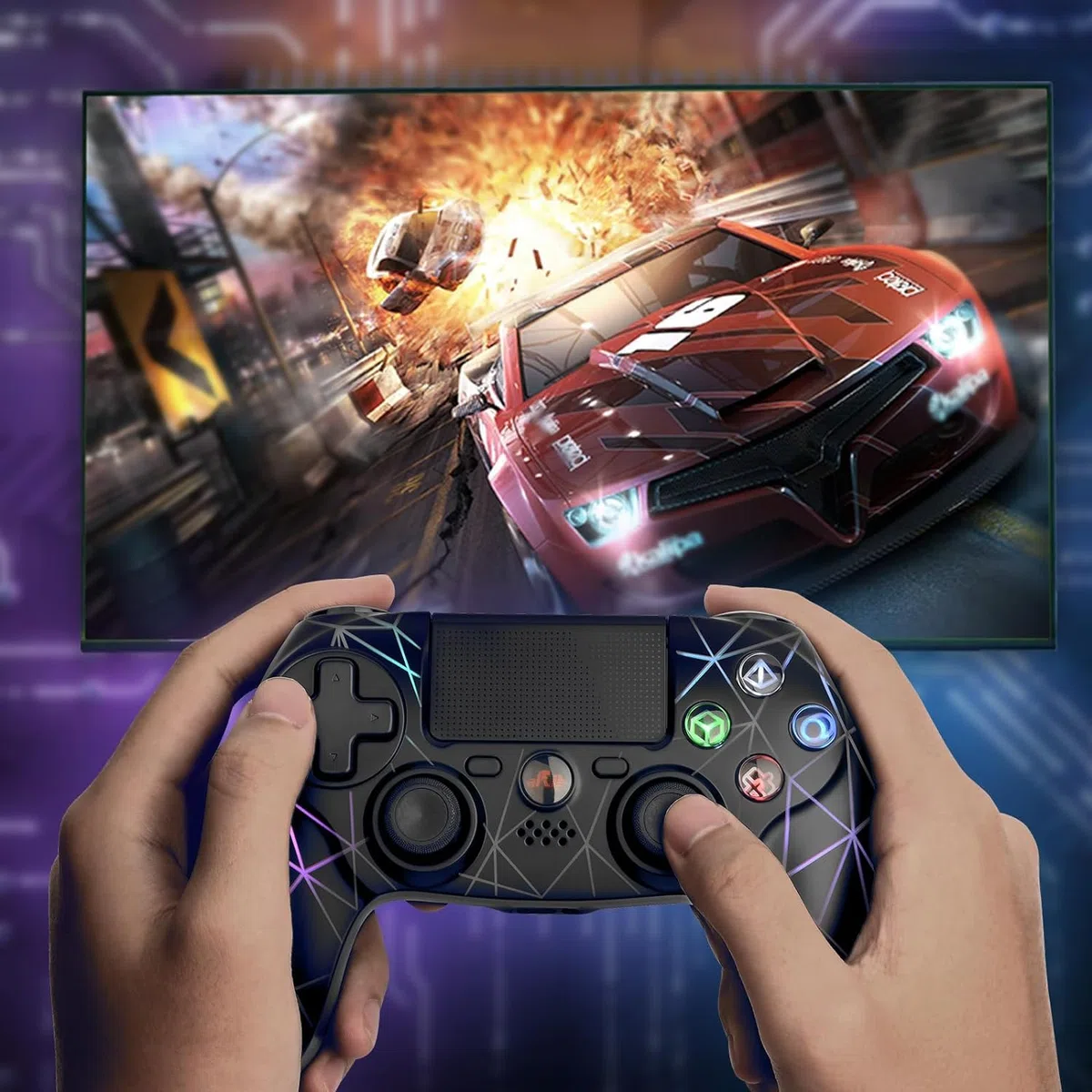 Rii GP600 Wireless Controller para PS4. Mando Gaming bluetooth con sistema de detección de 6 ejes y vibración de doble motor para PS4/Android/Windows.
