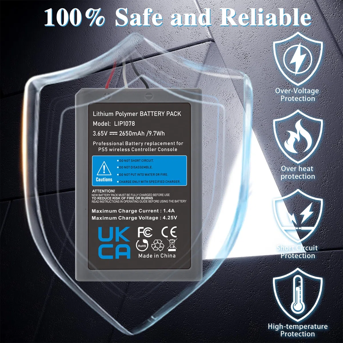 Pickle Power 2 x 2650mAh Batería Mando PS5, Batería LIP1078 para para Sony PlayStation 5 DualSense CFI-ZCT1W Controlador inalámbrico