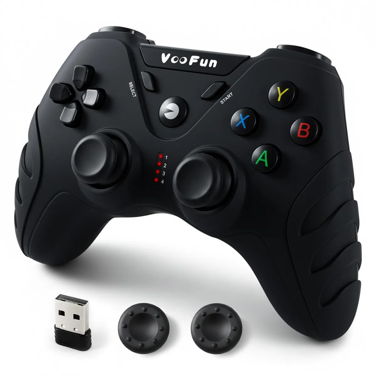 VooFun Mando PC, Inalámbrico 2,4G Mando PS3 Gamepad PC con Hall Joystick(ADIÓS AL DRIFT), Dual Vibración, Gaming Mandos para Windows 7/8/10/11, PS3, Laptop, Steam, Raspberry Pi, Android TV/TV Box