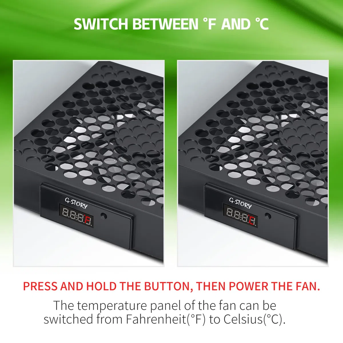 G-STORY Ventilador para Xbox Serie X con velocidad automática del ventilador ajustable por temperatura, pantalla LED,3 velocidades 1500/1750/2000RPM (140MM)(Negra)