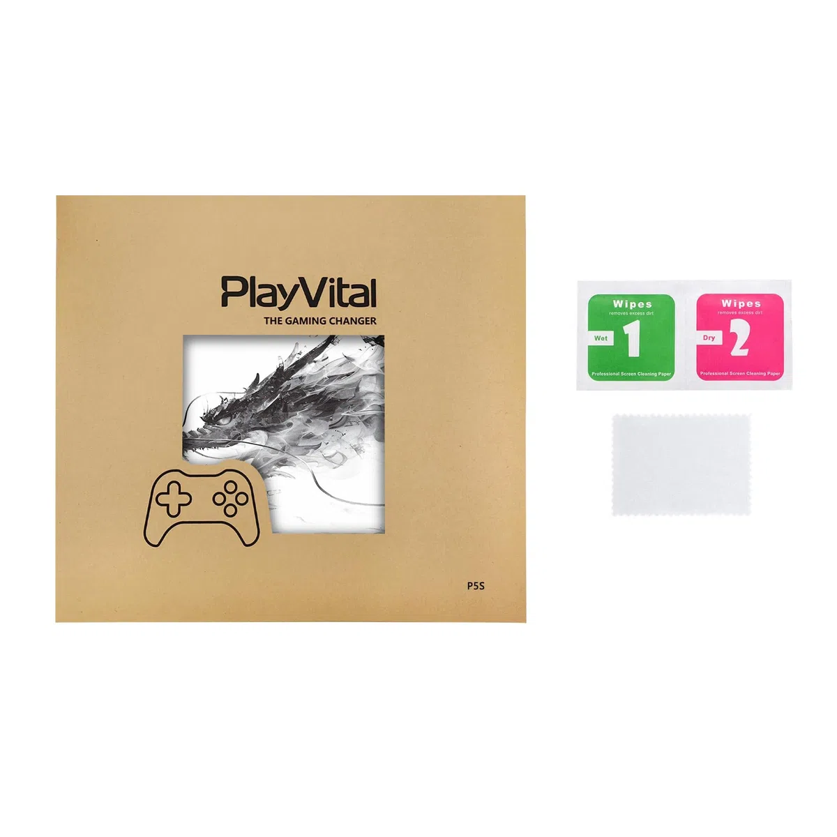 PlayVital Pegatina de Vinilo para ps5 Slim Disc Edición - Adhesivo Completo para Consola, Mando, Auriculares, Estación de Carga y Control Remoto, Skin Personalizada (Dragón De Bruma)