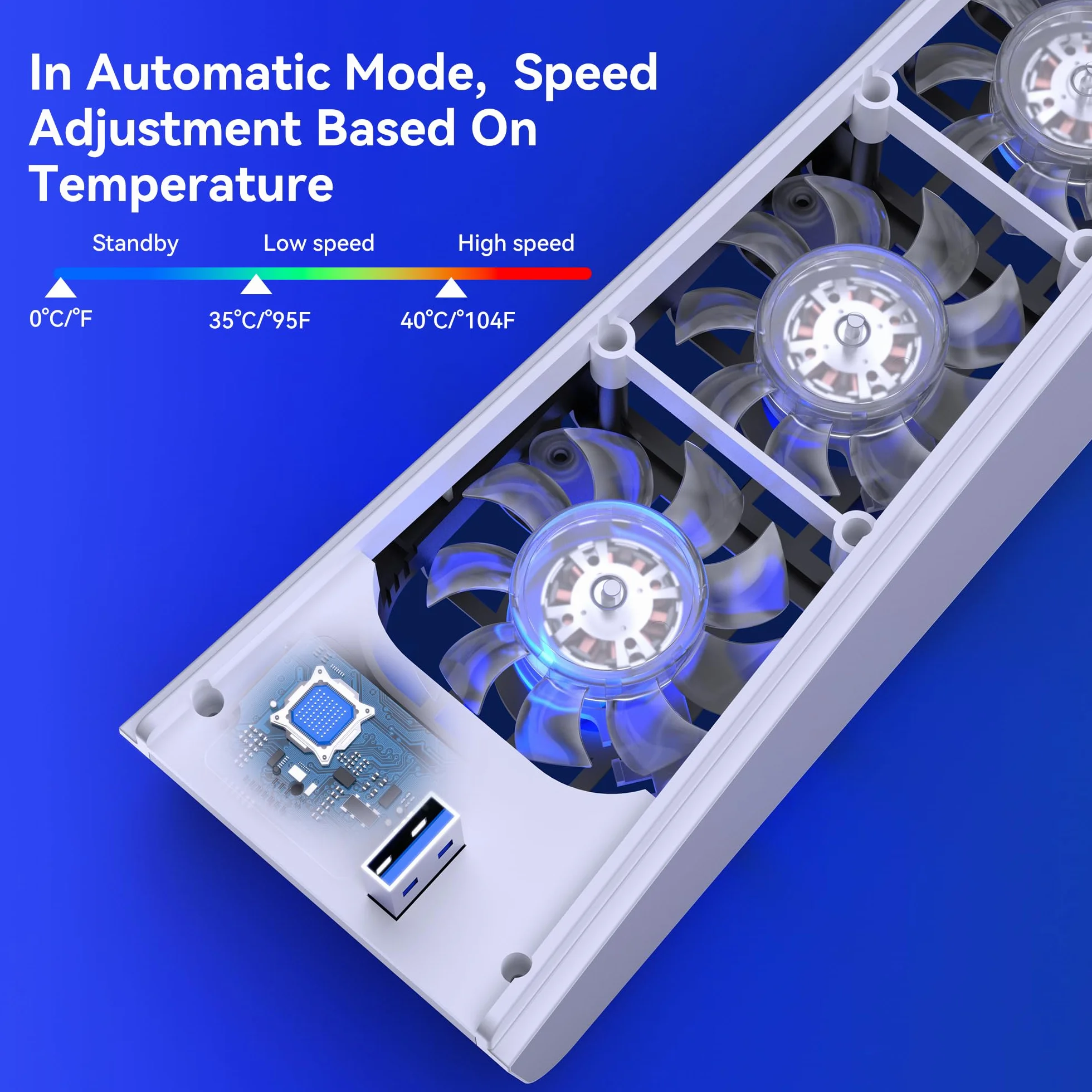 NEWDERY Ventilador para Accesorios de PS5. Ventilador silencioso Mejorado, Velocidad Ajustable automáticamente según la Temperatura, luz RGB dinámica, Compatible con PlayStation 5