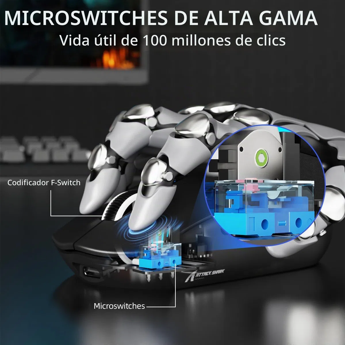 ATTACK SHARK G3PRO Ratón Inalámbrico para Juegos con Base de Carga Magnética, Sensor PixArt PAW3311, 25000 dpi, Bluetooth/2,4GHz/Cable, 100M Clics, 59g Ratón Superligero para PC/Xbox/Mac (Negro)