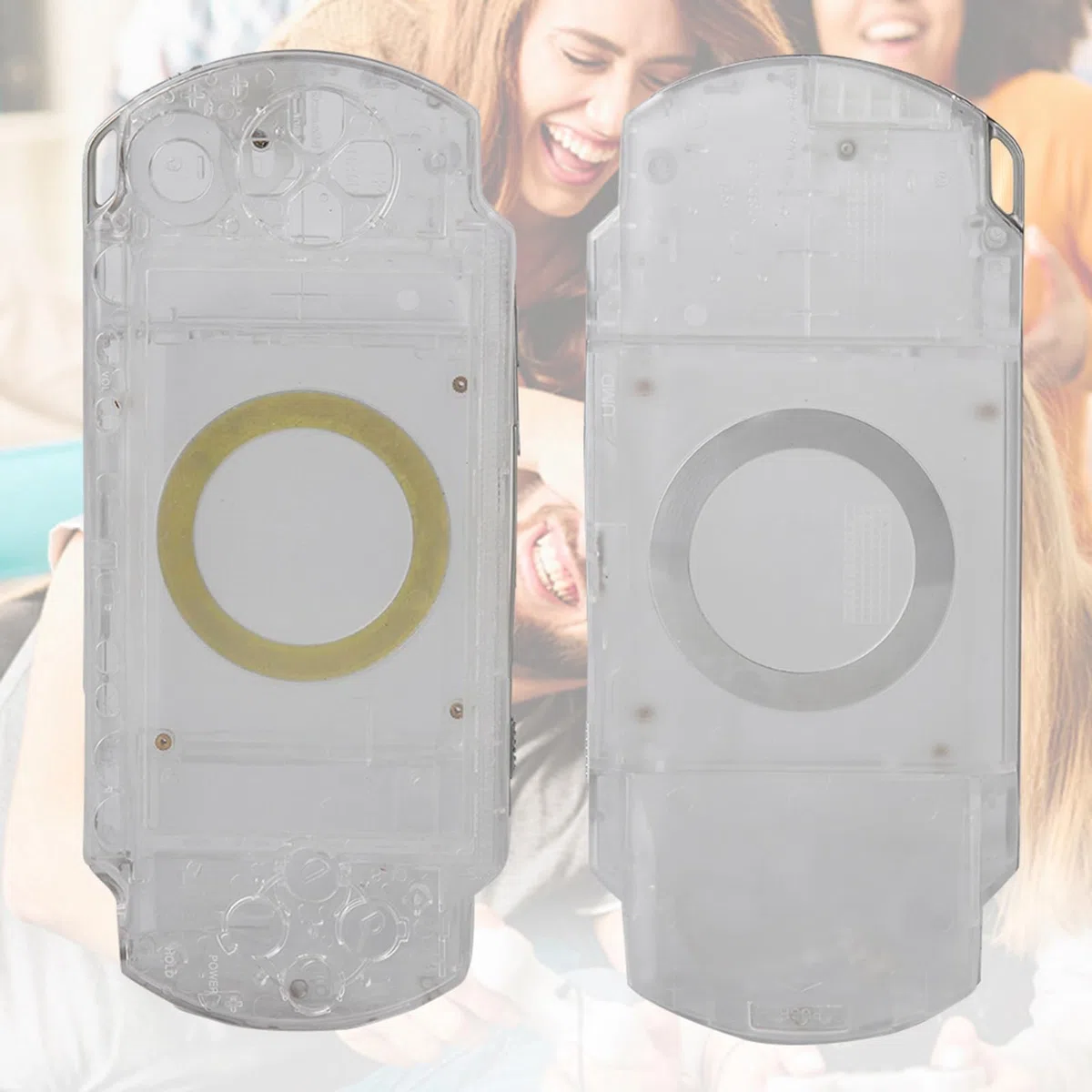 Carcasa de repuesto 1000, carcasa antideslizante de fuerte protección con botones, diseño de apariencia novedosa en la parte trasera antideslizante para funda PSP1000 (transparente)