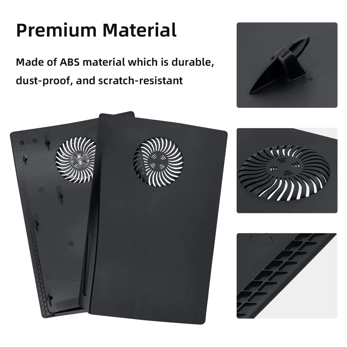 Mcbazel PS5 Console Faceplate Cover with Cooling Air Slots Replacement Faceplate for PlayStation 5 Disc Edition Console Anti Scratch Dustproof PS5 Plates – Black(No para PS5 Slim/Pro)