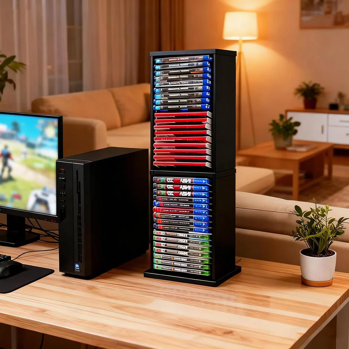 Torre de Almacenamiento de Juegos PS5,Almacena 36 Discos de Juegos de CD,Soporte Universal para Juegos,Vertical & Horizontal Estantería Discos,Accesorio Juego
