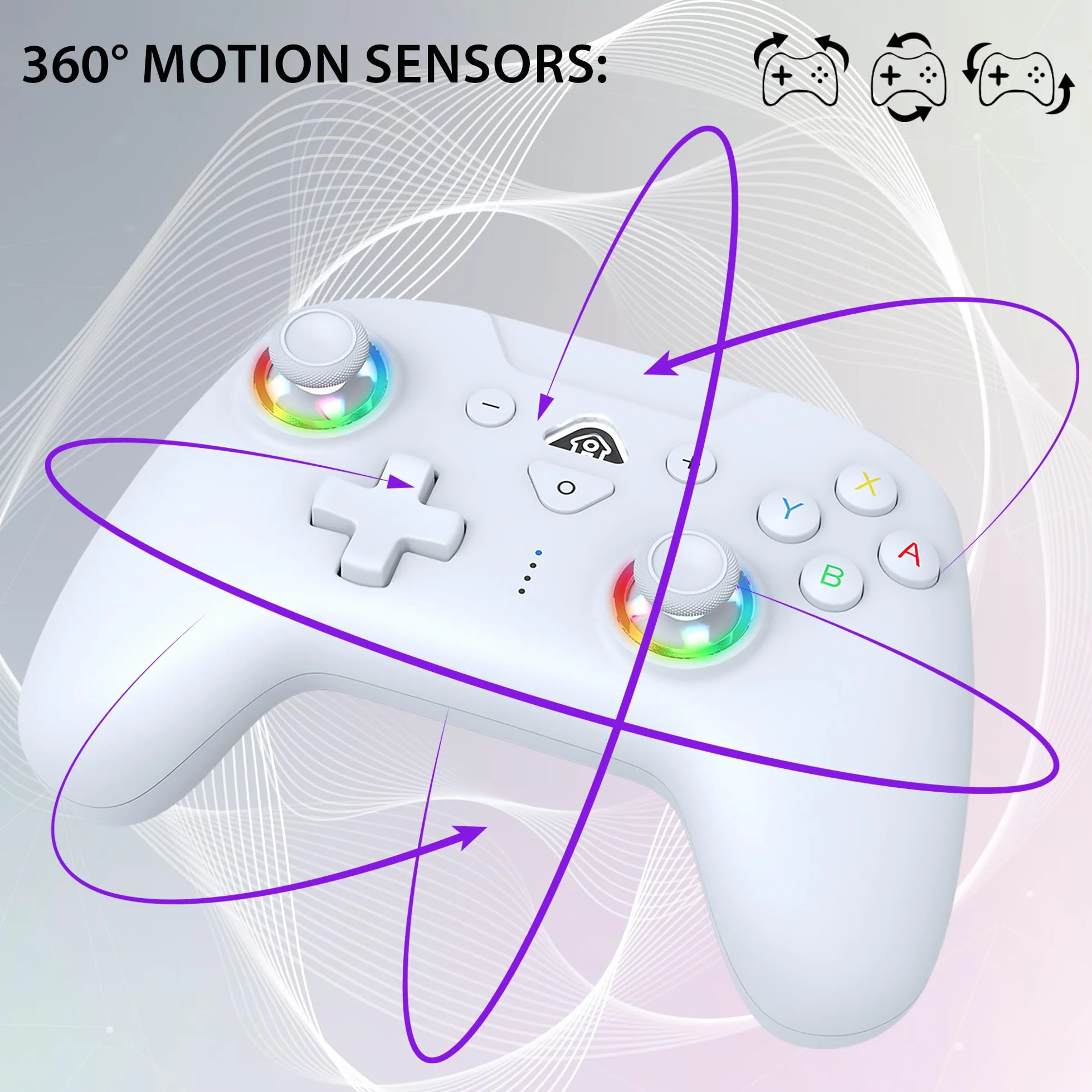 Subsonic – Mando para Nintendo Switch/Switch 2 - Mando Switch inalámbrico bluetooth con LED, vibración y giroscopio - Blanco