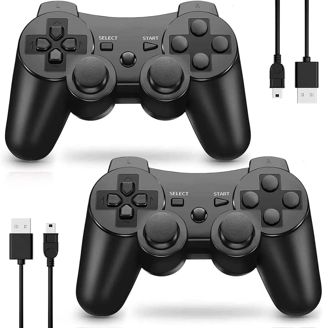 CHENGDAO Mando para PS3 2 Pack Mando Inalámbrico para PS3 Wireless Controlador con Doble Vibración, Gyro Axis, Mando para PS3 Gamepad Joystick con 2 cables de carga