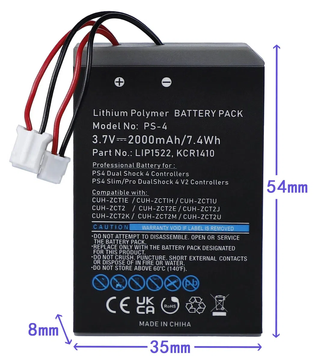 2 baterías LIP1522 KCR1410 compatibles con Sony PS4 DualShock 4 Slim Pro V1 V2 CUH-ZCT2E CUH-ZCT1 Wireless Controller PlayStation 4 Manette Li-ion Li-po 2000 mAh 3,7 V