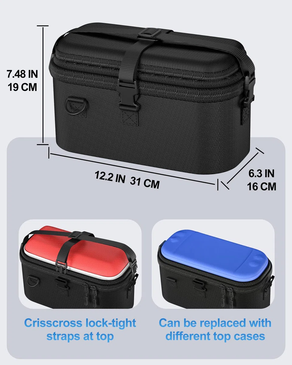 ProCase Funda de Transporte para Nintendo Switch 2 (2025),Estuche Grande Doble Capa,Bolsa Portátil de Viaje con Correa para Hombro,Protección EVA,Almacenamiento de Consola,Juegos y Accesorios– Negro
