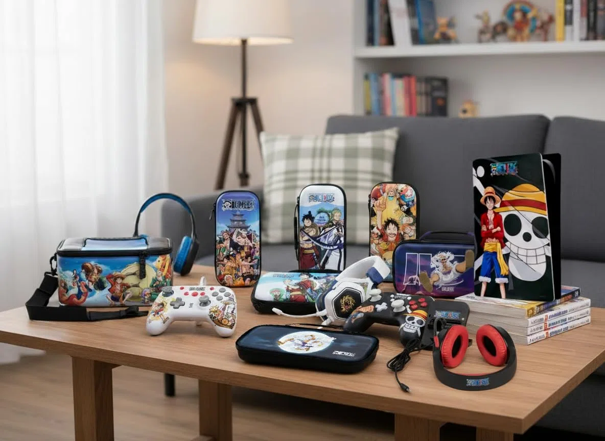 Konix Mando One Piece con cable para Nintendo Switch, Switch OLED y PC, función de vibración, cable de 3 m, diseño Luffy, color negro