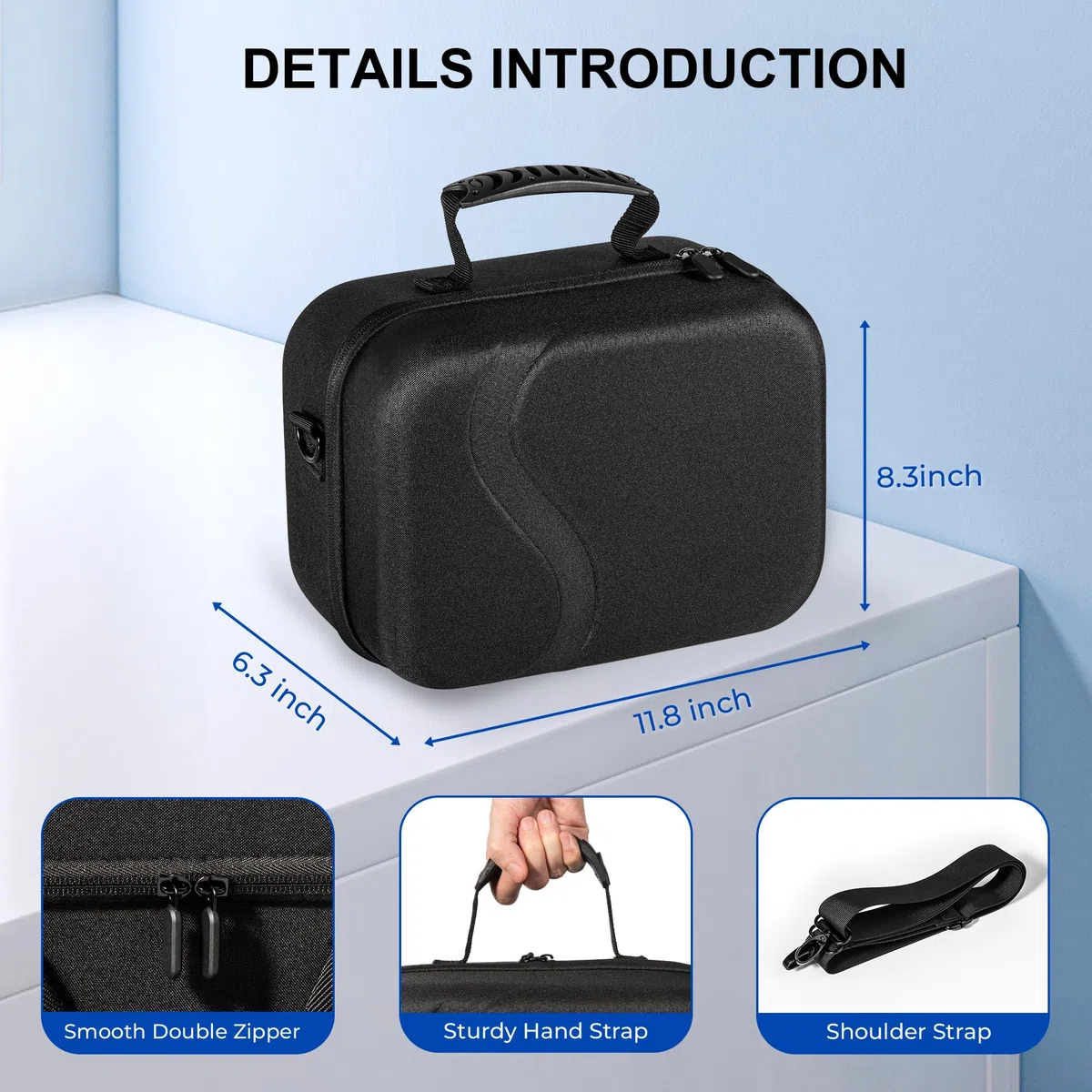 Funda de transporte grande mejorada para Quest 3, Black, Clásico