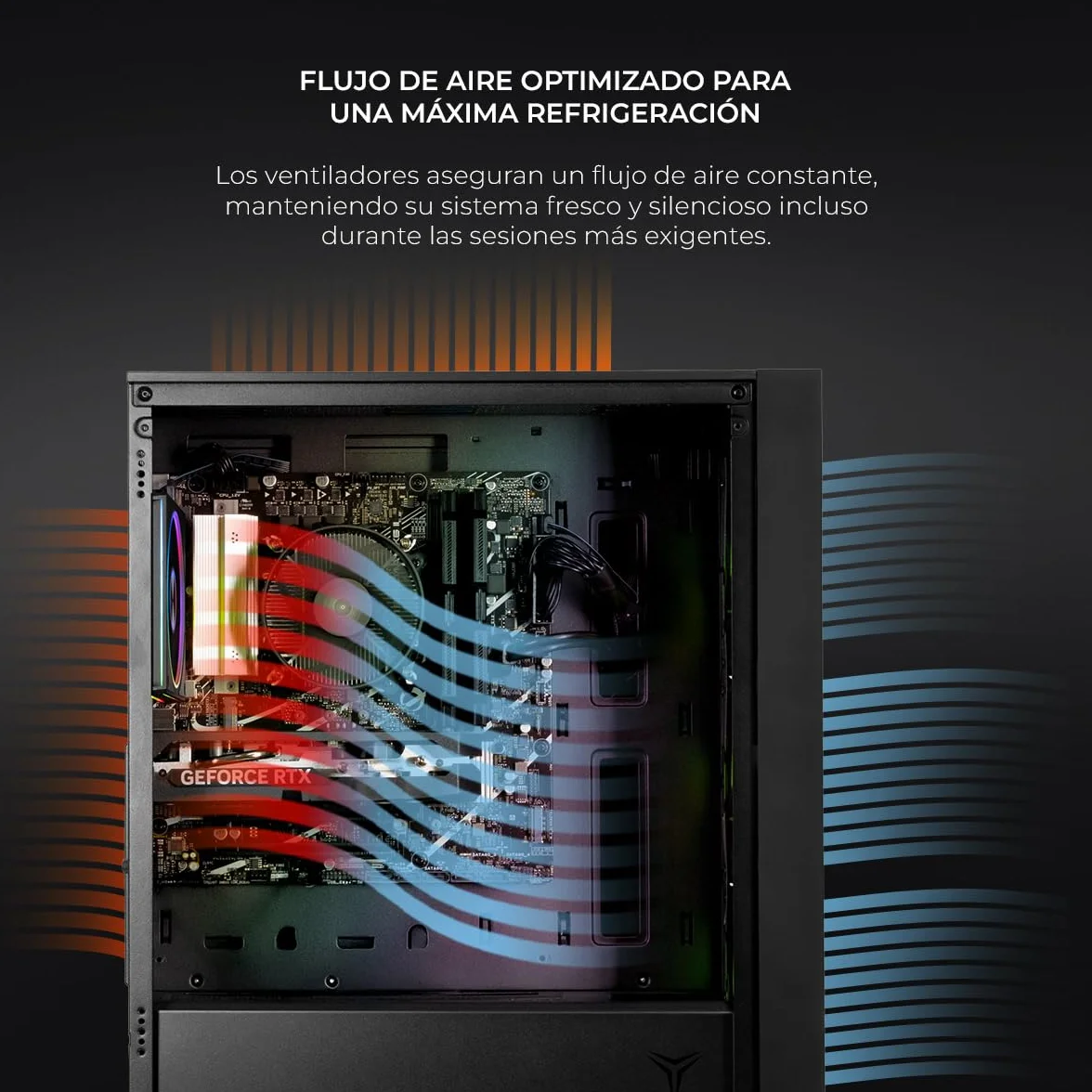 YEYIAN PC Gaming Elara Z5 Copilot Esports AMD Ryzen 5 9600X 6 Cores a 5,4 GHz | NVIDIA GeForce RTX 5060 8GB GDDR7 | 32GB DDR5 6000 MHz | 1TB SSD M.2 NVMe Gen4 | LAN, WiFi, Bluetooth | Windows 11 Pro