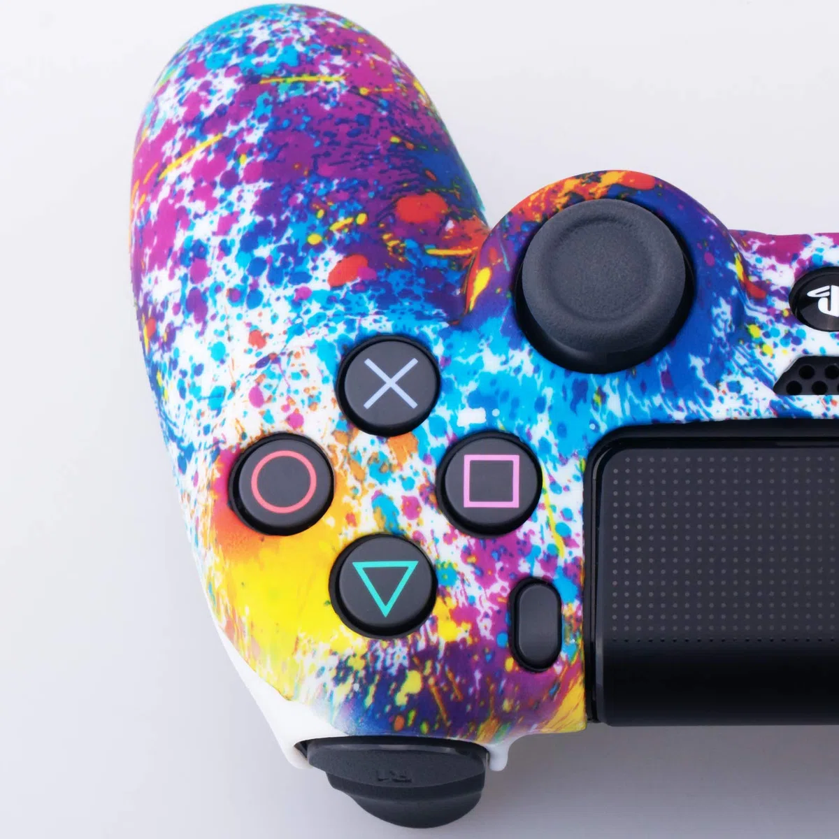 YoRHa Transferencia Agua Impresión Silicona Fundas Protectores Cubierta para PS4/Slim/Pro Dualshock 4 Mando x 1 (Salpicaduras de Pintura) con Thumb Gripsx 10