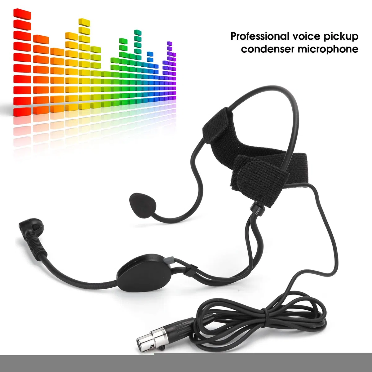 Micro Auriculares de 3 Pines, Mini Micro Condensador de Diadema portátil de micrófono inalámbrico para cámara XLR para Rendimiento en Escenario, enseñanza - Negro