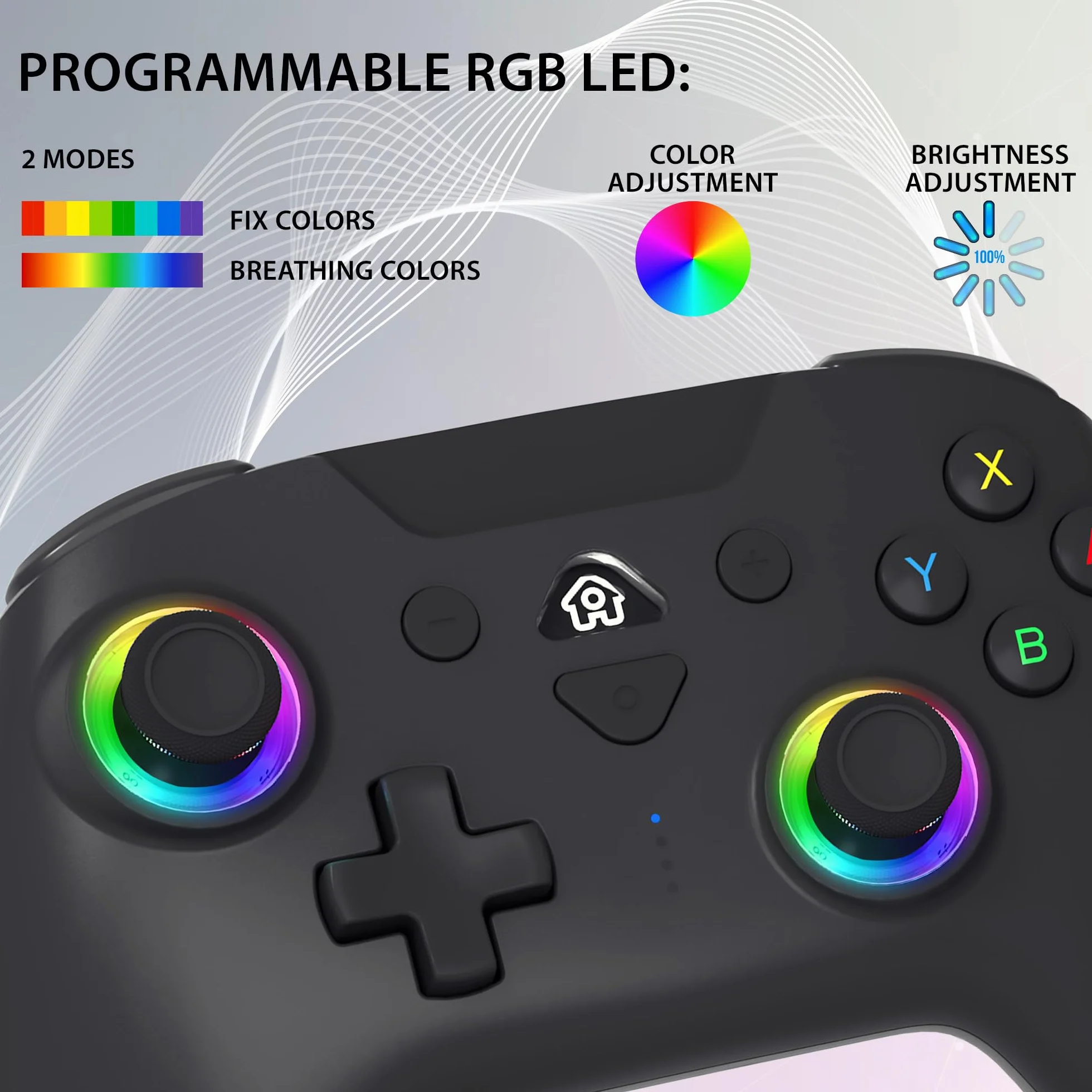 Subsonic – Mando para Nintendo Switch/Switch 2 - Mando Switch inalámbrico bluetooth con LED, vibración y giroscopio - Negro