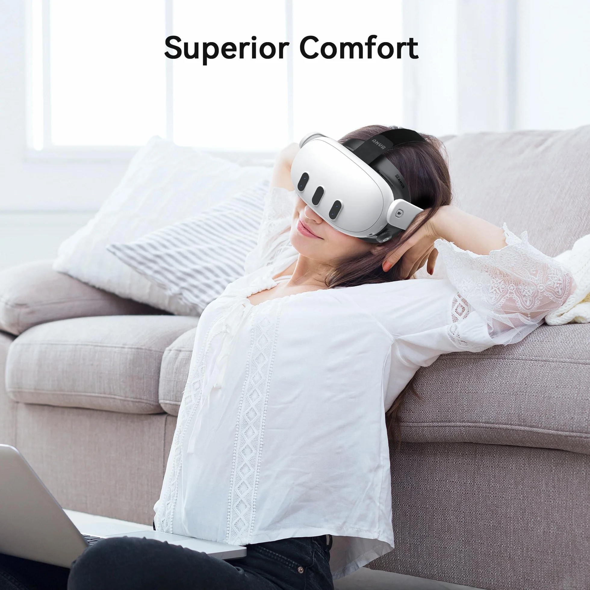 AMVR Upgraded Comfort Face Cover Pad Interfaz Facial Compatible con Q3 Accesorios, con Perilla Ajustable, con Cojín Facial de PU y Algodón de Seda de Hielo Transpirable