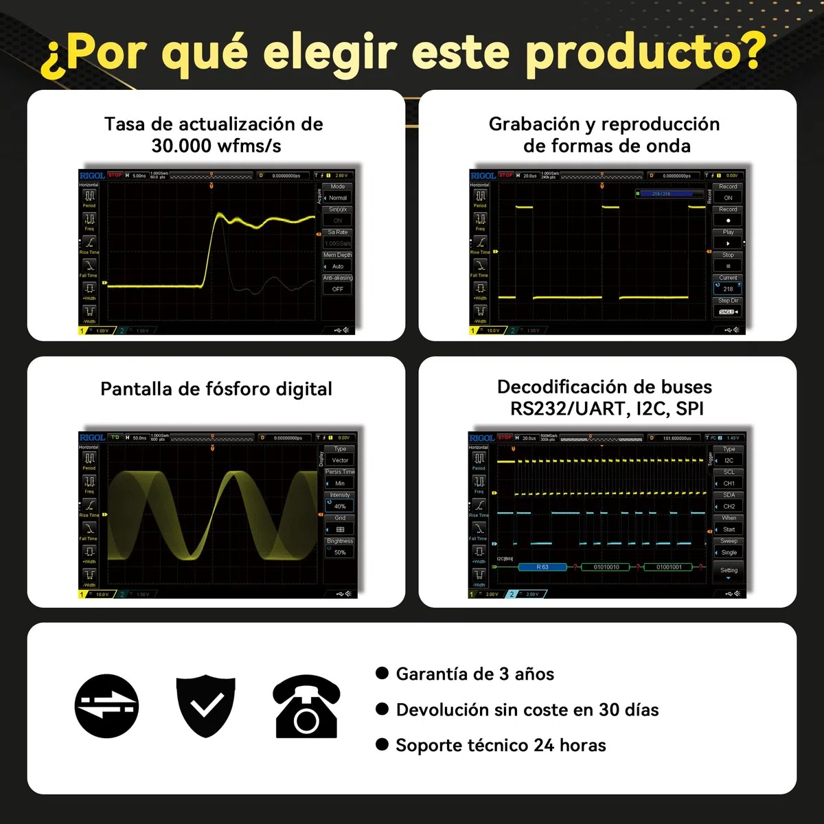 RIGOL Osciloscopio,DS1202Z-E Osciloscopio Digital,200 MHz,2 canales+EXT,pantalla de fósforo HD de 7 pulgadas,Alta relación calidad-precio,ideal para I+D,mantenimiento y enseñanza en laboratorio