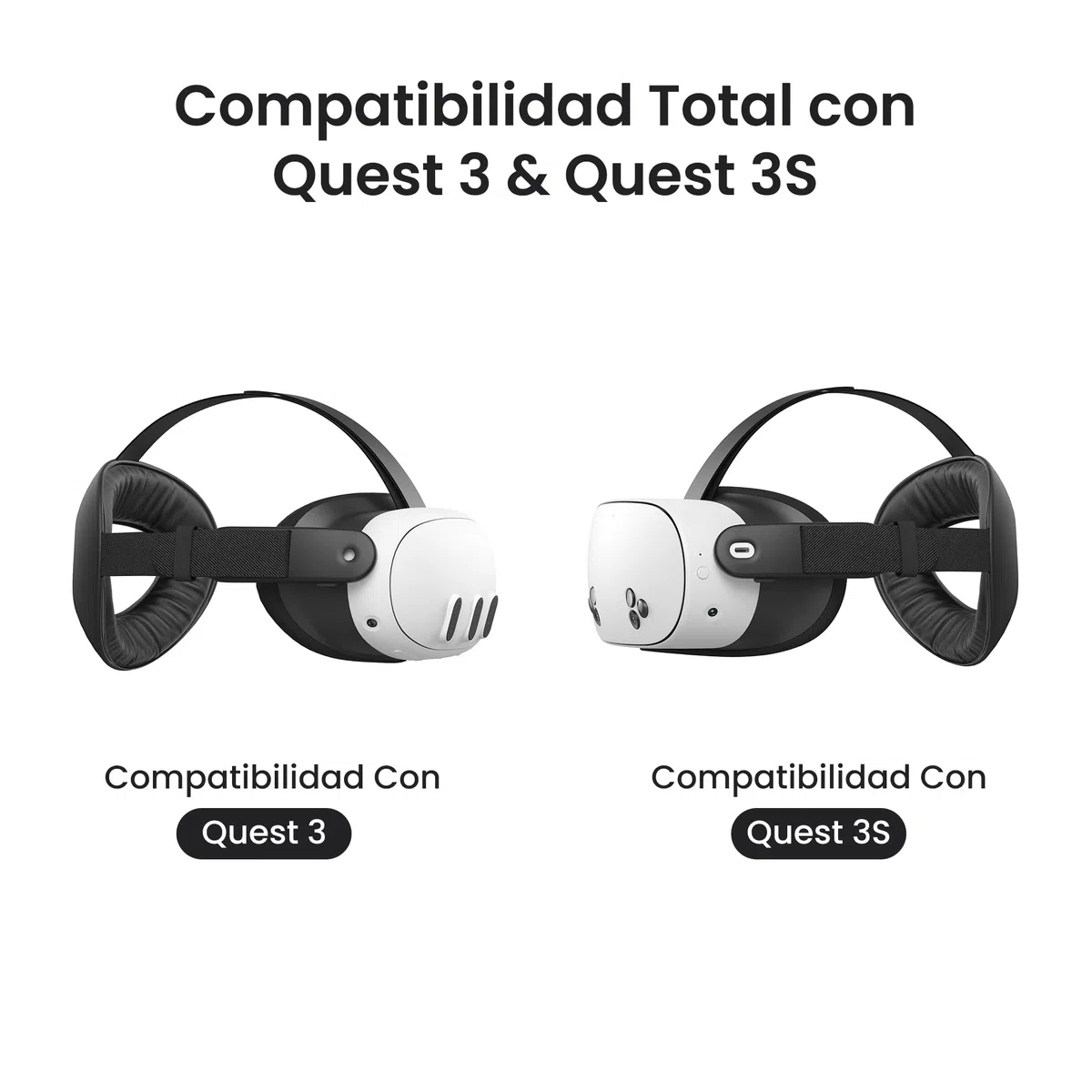 KIWI design K4 Flex Banda Cabeza Confort para Meta Quest 3/3S, Correa Elite Ajustable con Espuma PU para Mayor Comodidad e Inmersión en Juegos RV (Sin Batería)