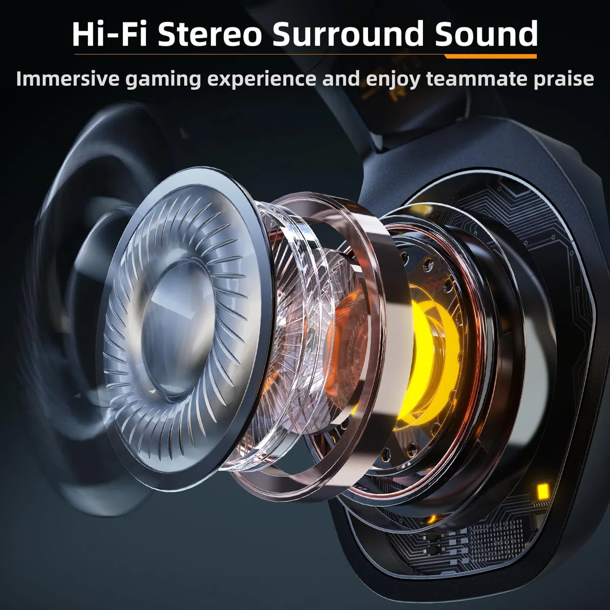 Cascos Gaming con Micrófono, Cascos con Nivel de Sonido Envolvente Rico, Orejeras Grandes y 4 Modo Luz RGB, Auriculares Gaming para Ps4 Ps5 PC Xboxone Switch