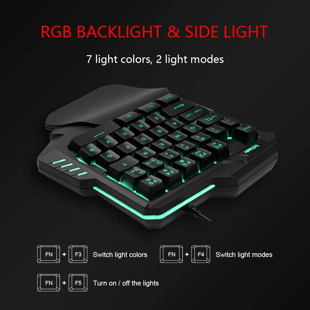 RedThunder G30 Teclado y ratón mecánicos RGB para Juegos con una Sola Mano, 2 Teclas Macro incorporadas + 7 Teclas programables, 35 Teclas Anti-ghosting, ergonómico para PC Mac PS5 Xbox One Gamer