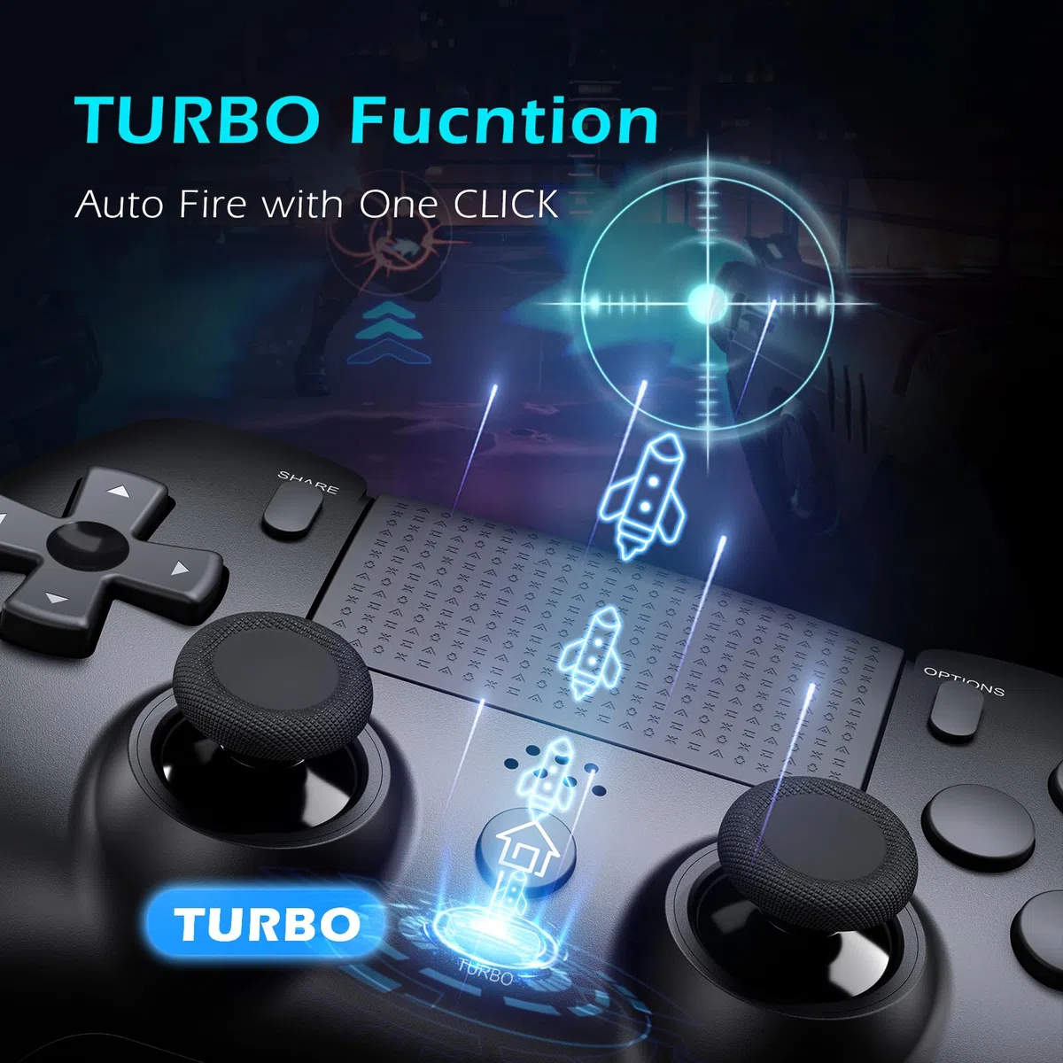 CHEREEKI Mando para PS4, Mando Play 4 Inalambrico Compatiable con P4 Pro, P4 Slim con Joystick HALL, Función de Mapeo, Giroscopio y Vibración Dual