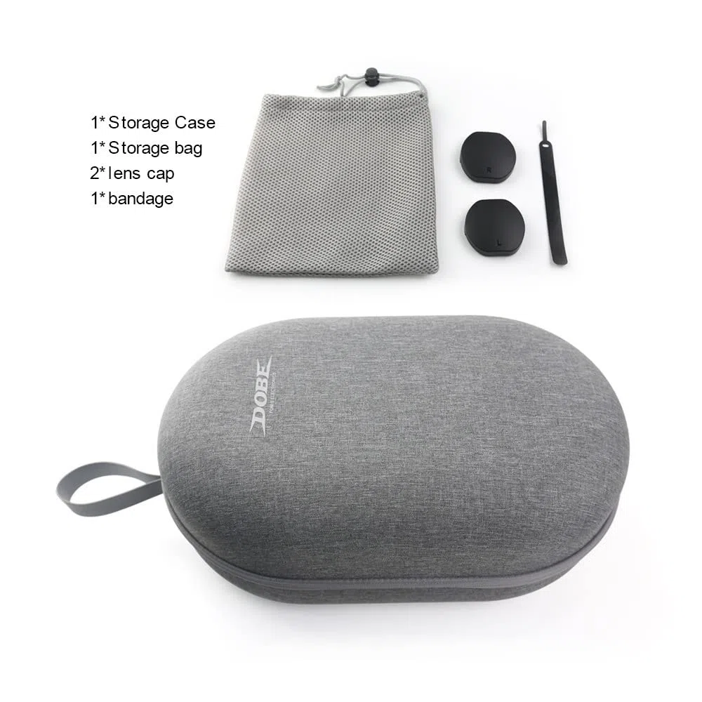 Funda para PS VR2, caja de protección de viaje dura, bolsa de transporte portátil para auriculares VR y almacenamiento de asas, perfecta para viajes y hogar, gris, Funda