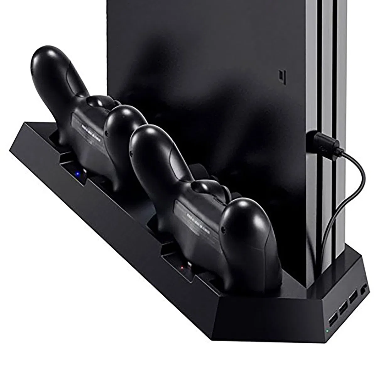 OSTENT Soporte Vertical del concentrador del USB del Fan de enfriamiento del Cargador del regulador Dual para la Consola de Sony PS4 / Slim/Pro
