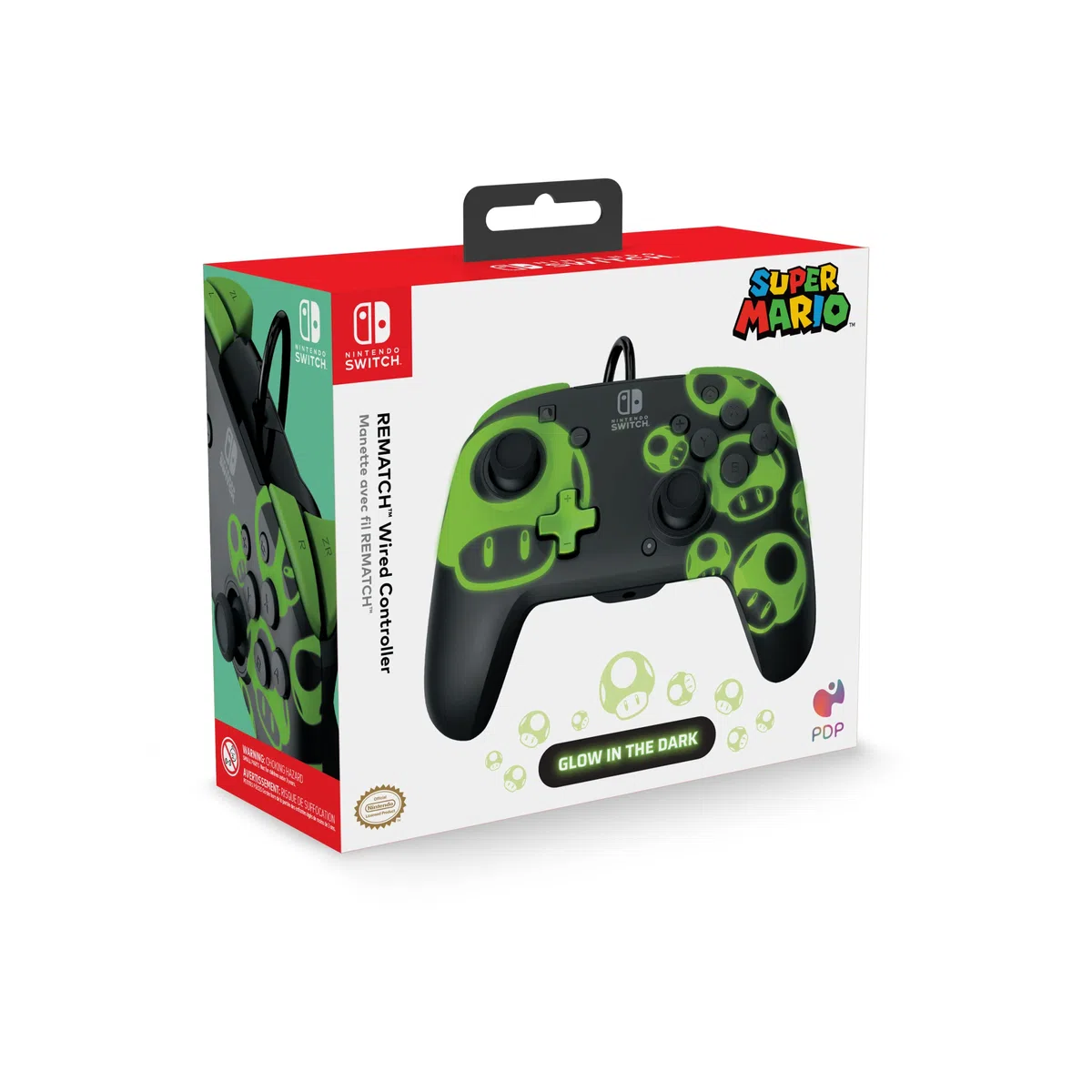 Mando PDP Rematch Gamepad 1Up Negro Verde Nintendo Switch