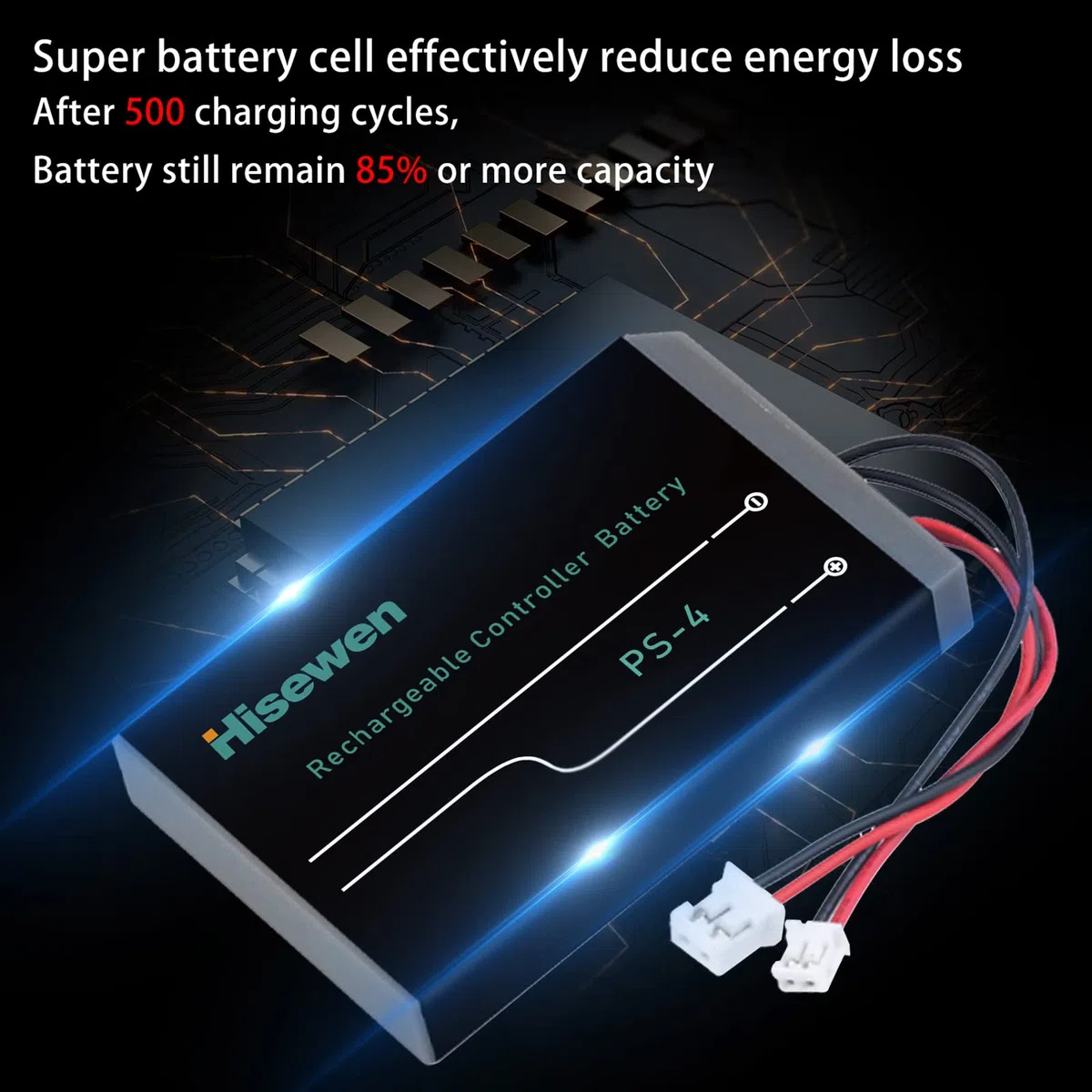 Batería Mando PS4, Hisewen 2Pack 2000mAh PS4Pro LIP1522 KCR1410 Baterías para Sony PlayStation 4 Dualshock 4 V1 V2 Mando CUH-ZCT2 CUH-ZCT2E CUH-ZCT1E CUH-ZCT1U
