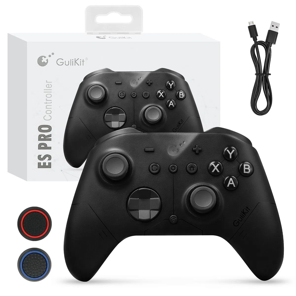 LONGYI GuliKit ES PRO Mando Inalámbrico para PC Switch 1/2 Android, el Mando más Rápido con una Latencia de 3,25 ms, Joysticks TMR, 30 Horas de Duración de la Batería y Función de Activación (Negro)