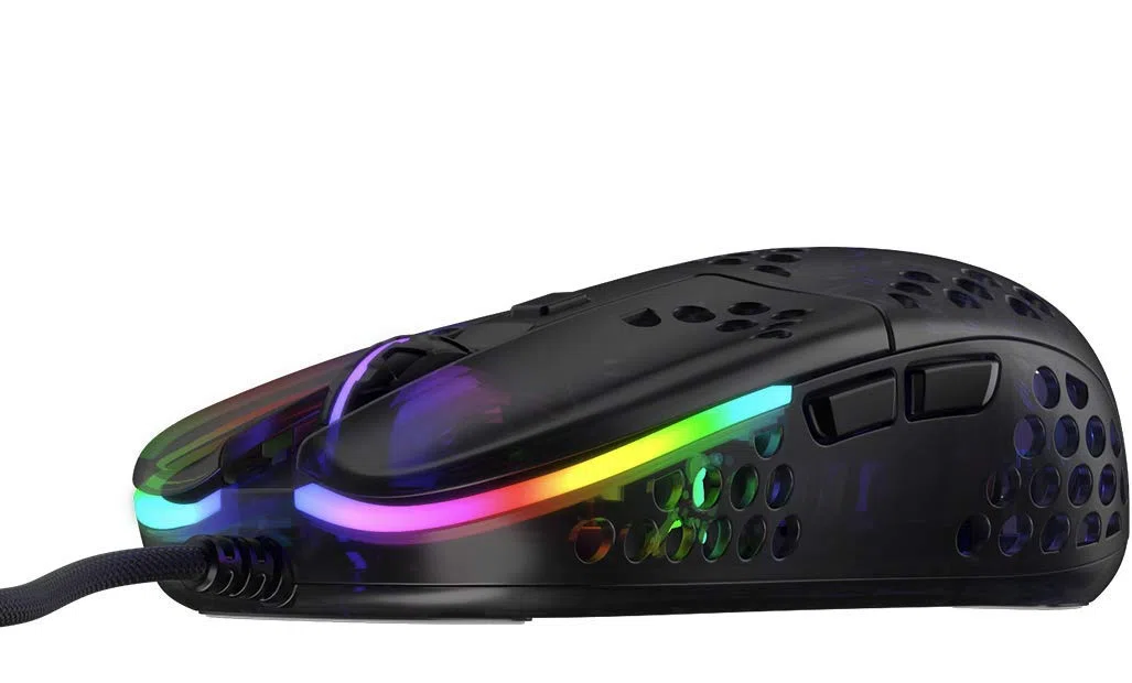 Xtrfy MZ1, Ratón Gaming Ultraligero con Cable, Sensor Pixart 3389 de Última Generación, Forma Única para Apuntar con Precisión, Iluminación RGB Regulable, Zy’s Rail Edition