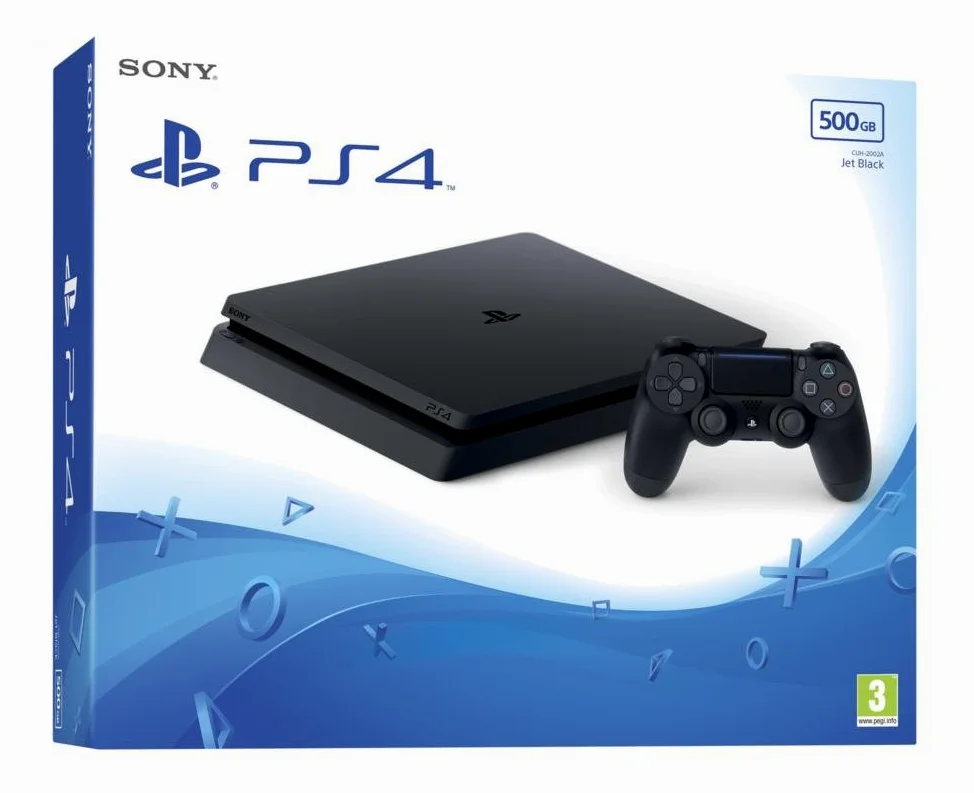 Sony PlayStation 4 Slim 500 Go, Avec 1 manette sans fil DUALSHOCK 4 V2, Châssis F, Noir (Jet Black) [Importación francesa]