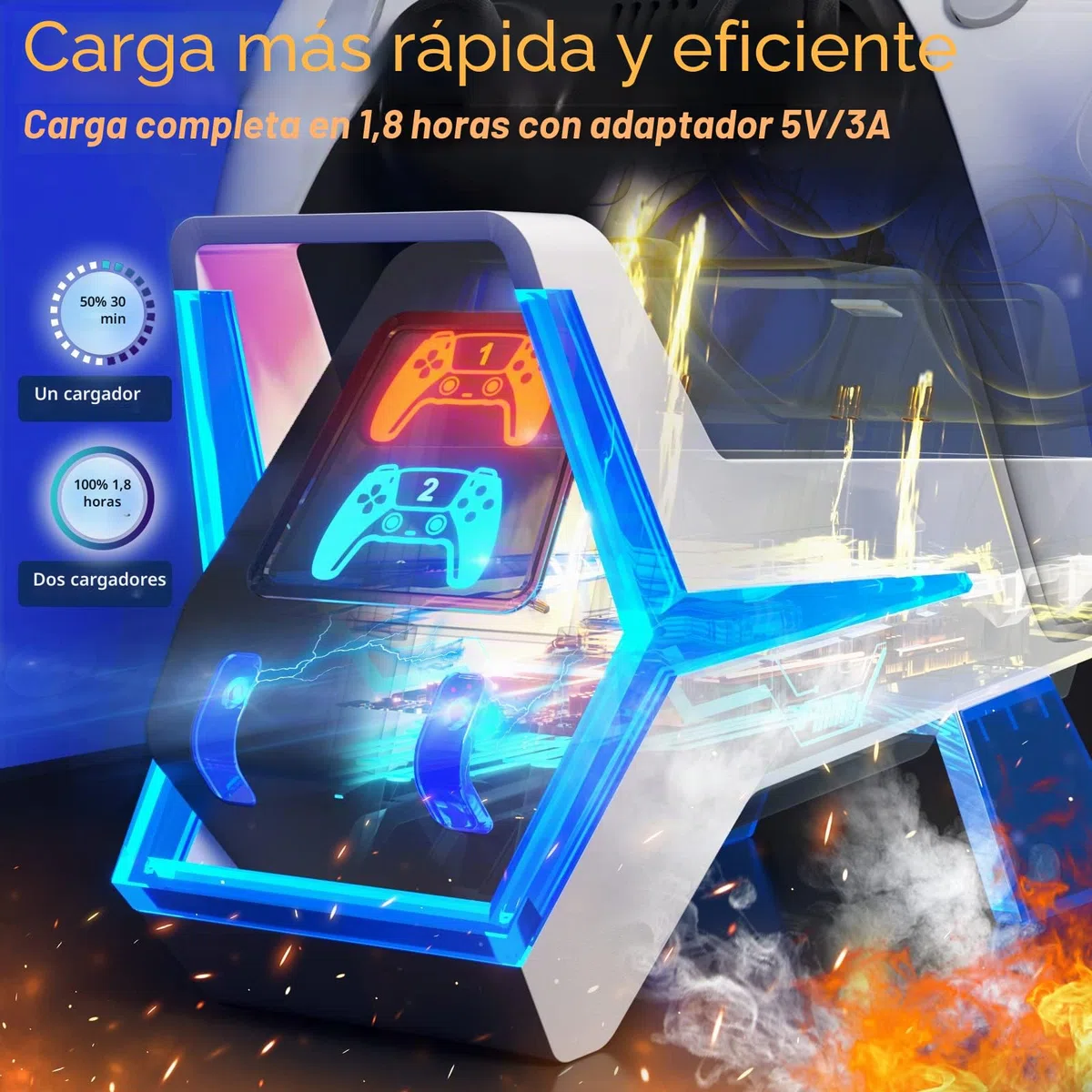 Fenolical Estación de Carga para Mando PS5, Adaptador AC de Carga rápida 5V/3A, Accesorios de estación de Carga Doble Playstation5 Estilo Perro electrónico con indicador LED-Negro