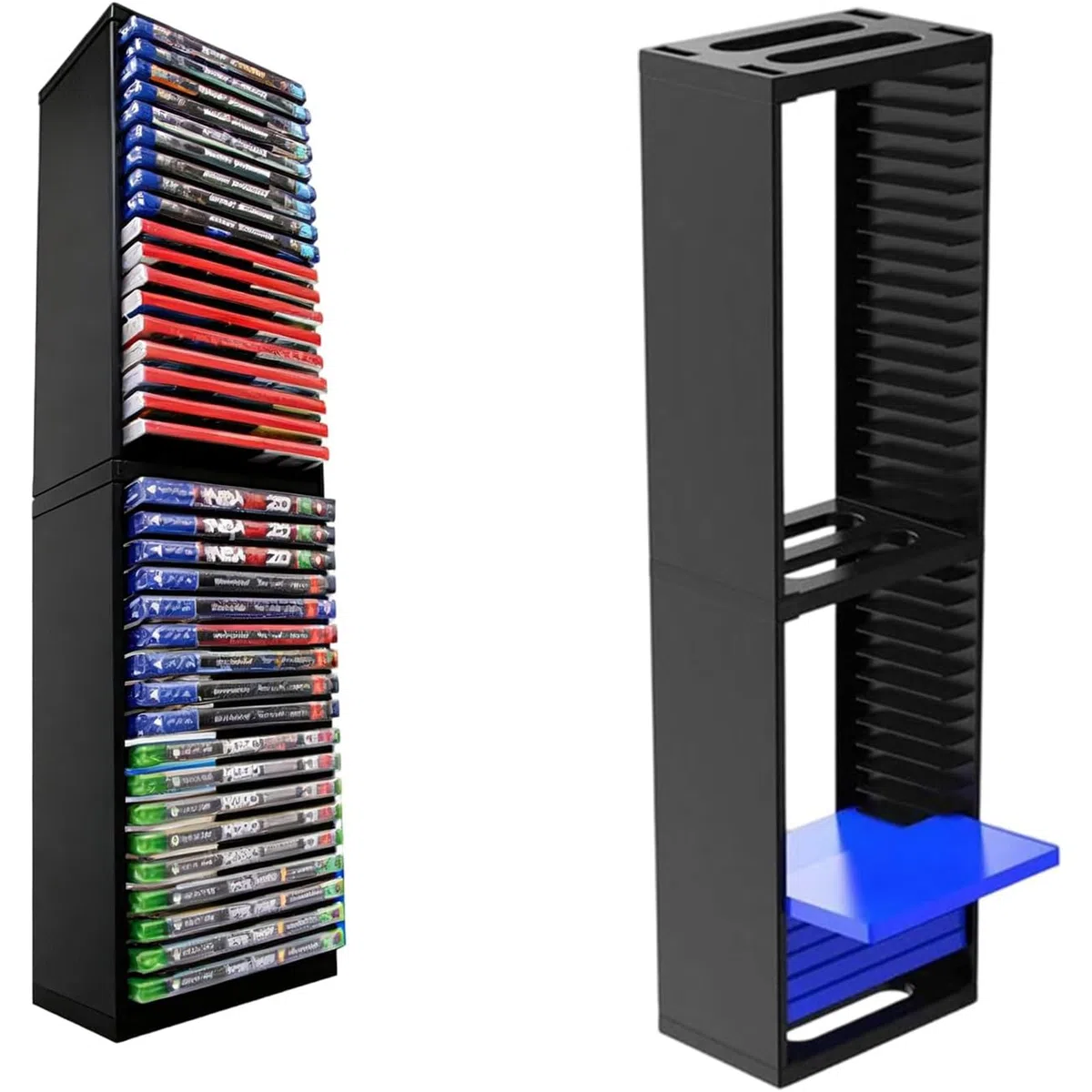 Torre de Almacenamiento de Juegos PS5,Almacena 36 Discos de Juegos de CD,Soporte Universal para Juegos,Vertical & Horizontal Estantería Discos,Accesorio Juego