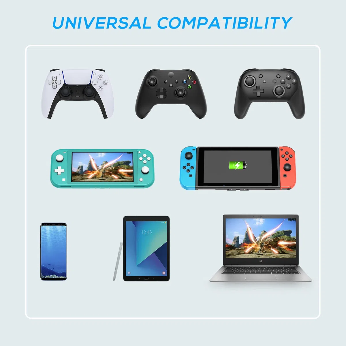 FYOUNG Cable USB C para mandos de PS5 DualSense, Xbox Series, Nintendo Switch, OLED/Switch Lite, color negro