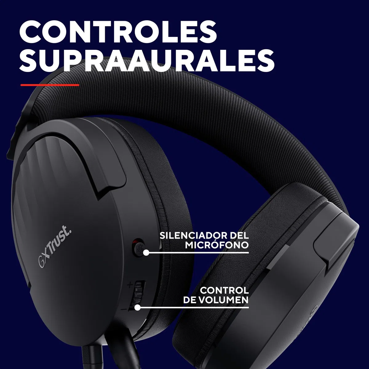 Trust Gaming GXT 489 Fayzo Cascos Gaming para PC, PS5, PS4, Xbox Series X|S, Switch, Mobile, 3.5 mm, 85% Plástico Reciclado, Auriculares Over-Ear Micrófono con Cancelación de Ruido - Negro