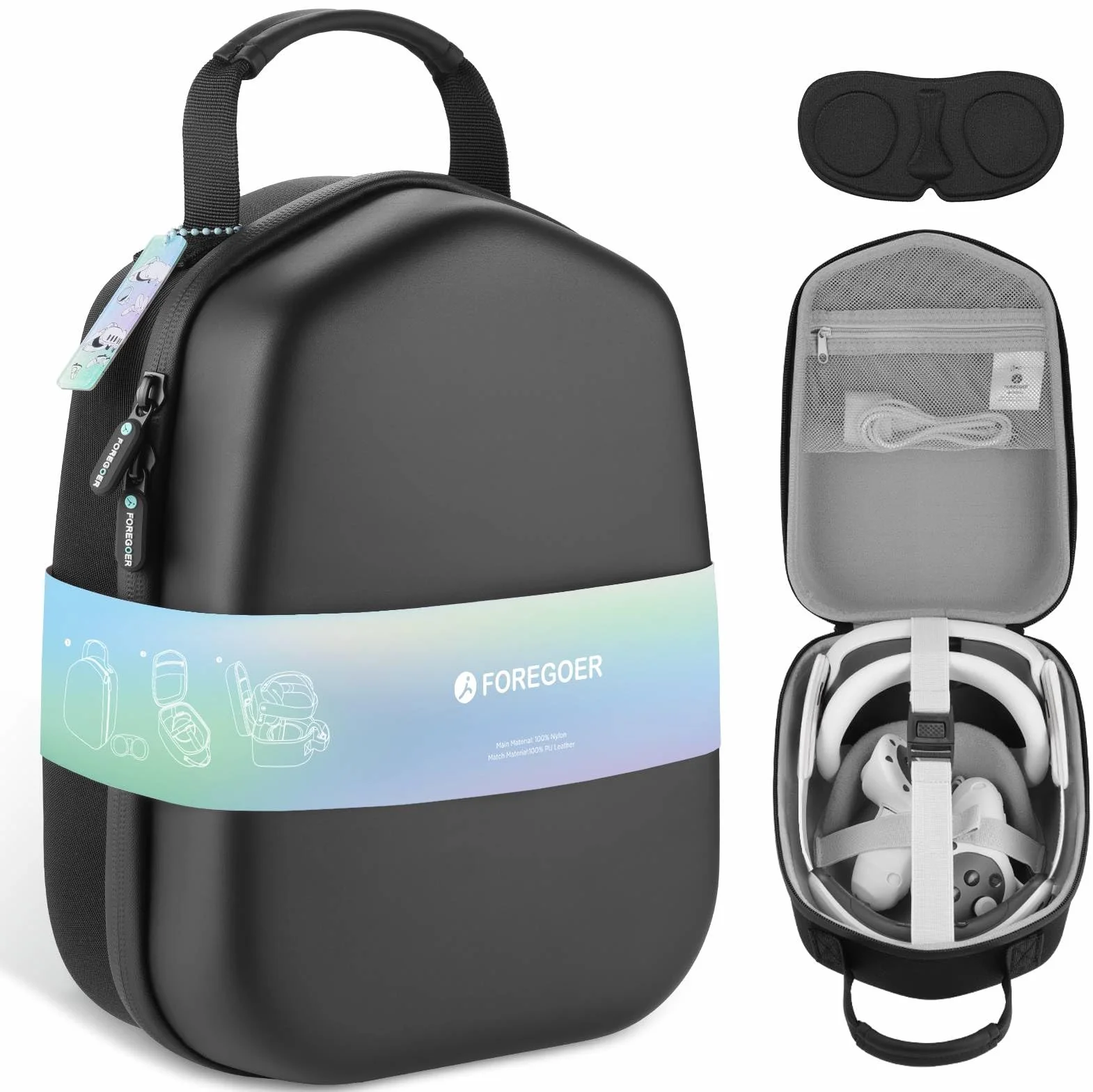 FOREGOER Funda de transporte rígida compatible con Meta Oculus Quest 2/Quest 3/Vision Pro, funda de almacenamiento portátil de viaje para auriculares originales oficiales de VR y controladores