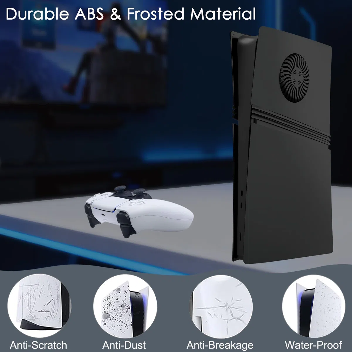 Placas frontales a prueba de golpes para PS5 Pro Digital Edition – Placas de repuesto mate de ABS duro con rejillas de ventilación, paneles a presión a prueba de polvo y antiarañazos (para consola