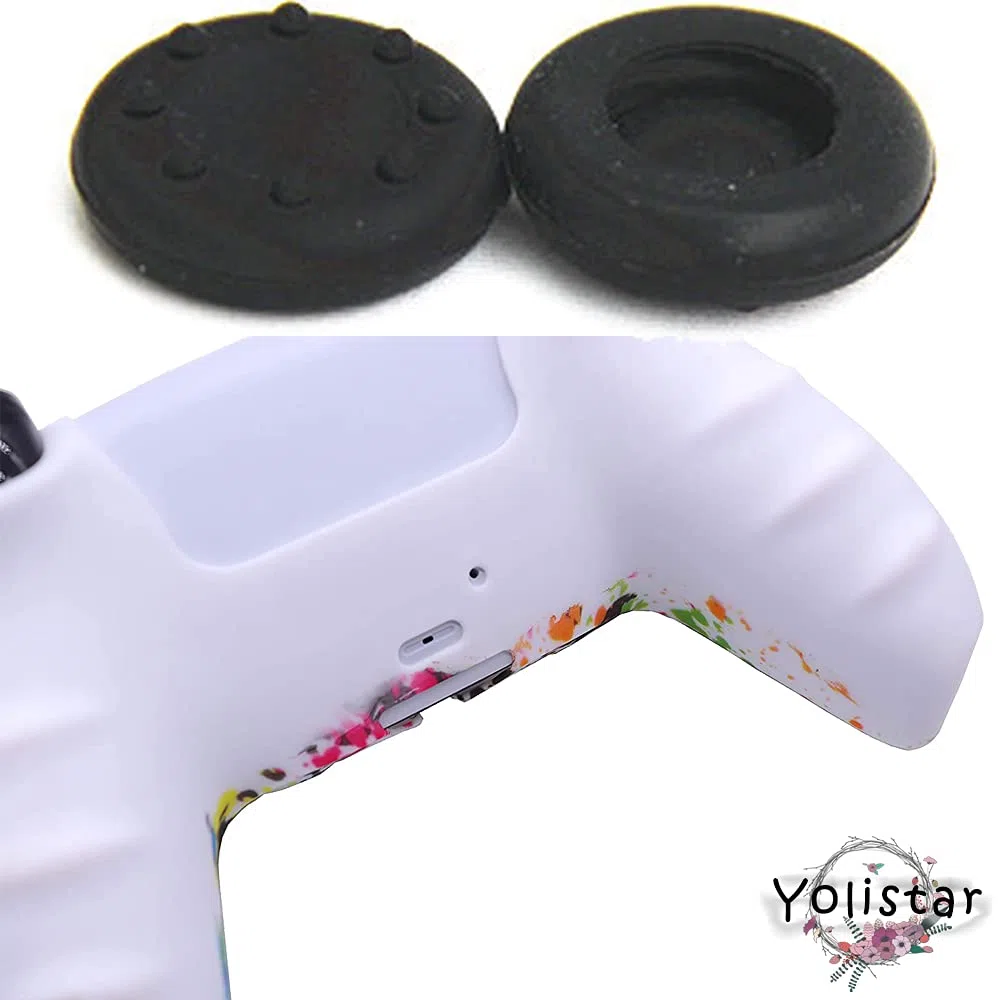 Yolistar - Carcasa para mando PS5 DualSense, funda de silicona flexible sin límite x 1 (blanco Camuflaje) con 4 asas de pulgar compatible con Sony Playstation 5