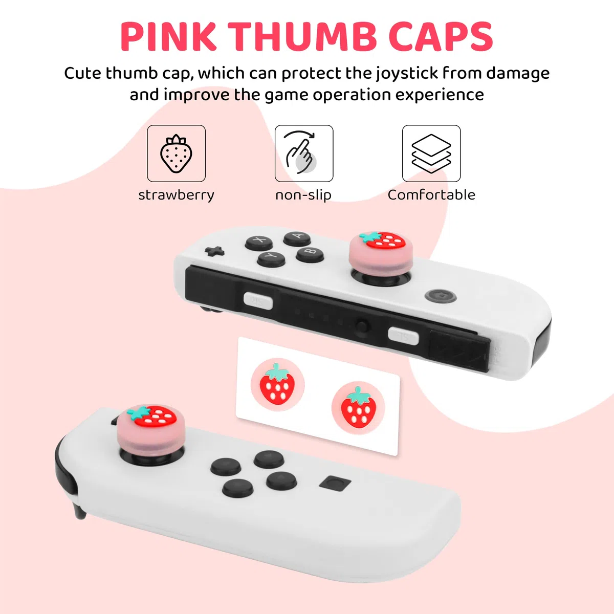 FANPL Funda de Transporte para Nintendo Switch y Switch OLED, Paquete de Funda de Viaje Rosa Fresa con Correa de Hombro Ajustable, agarres para el Pulgar, Funda Protectora rígida antiarañazos, Pink