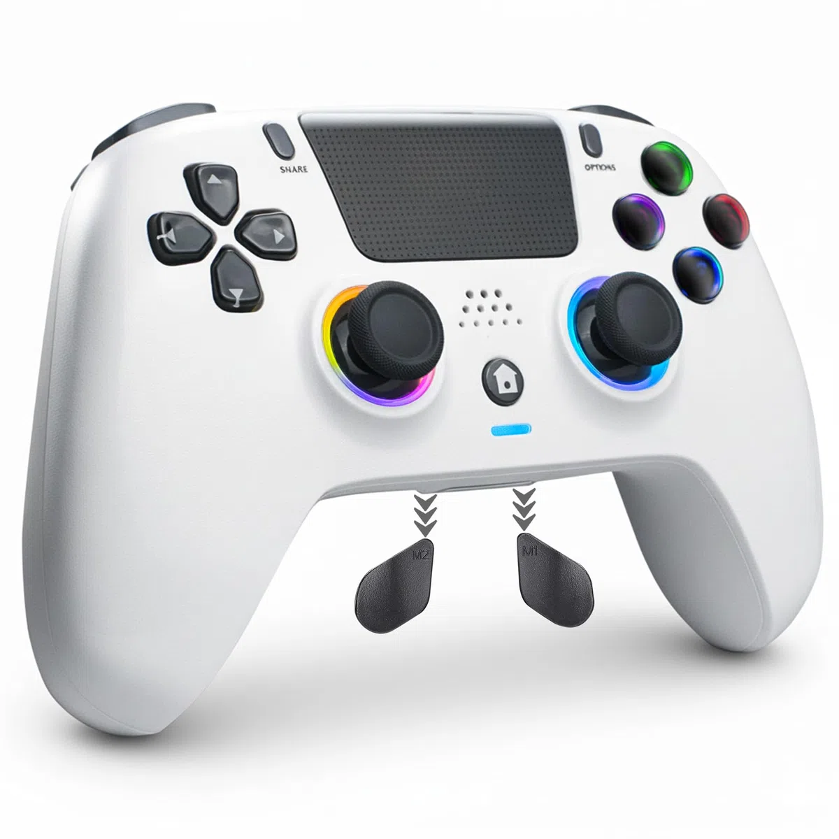 DuLingKer Mando Inalámbrico Compatible con PS4/Pro/Slim, Hall Effect Mando con Hall Joystick/Trigger(Sin Deriva), Vibración, Luz RGB, Audio/Micrófono, Botón M1/M2, Bluetooth Mando Compatible con PS4