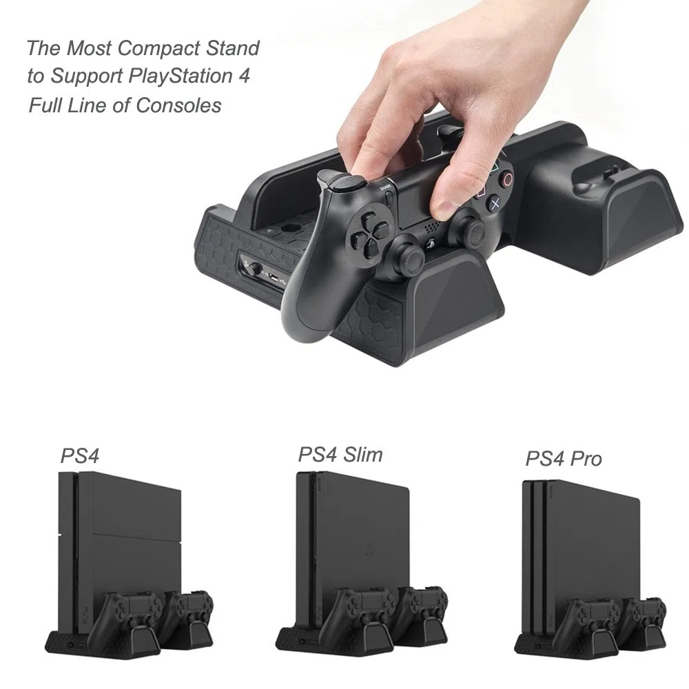 ElecGear Playstation 4 Refrigeración Soporte Vertical con Ventiladores, Estación de Carga de Mandos Charger Cargador con 12x Juego Stand para DualShock 4 Controller y PS4, PS4 Slim, PS4 Pro