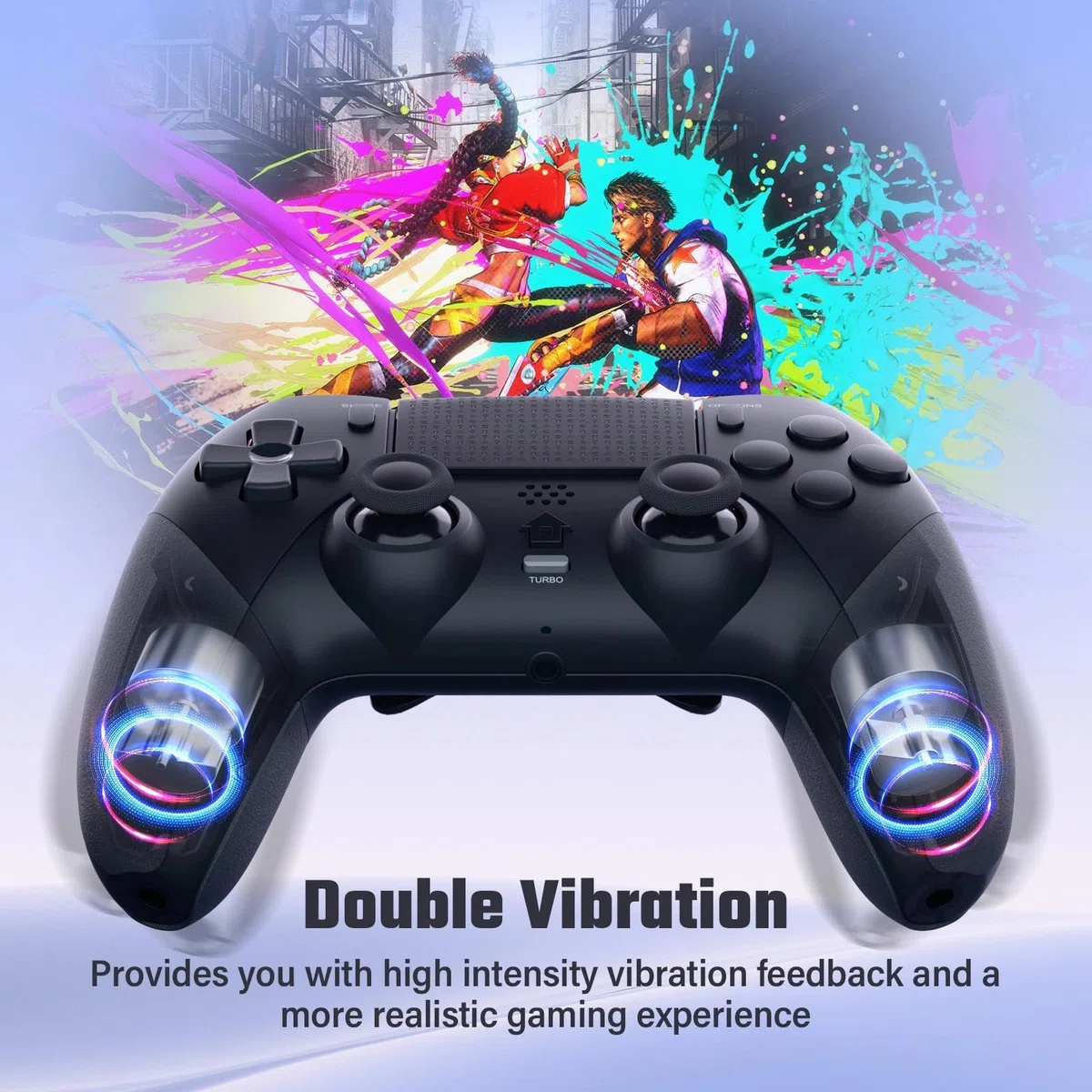 LATEC Mando para PS4, Mando Inalámbrico PS4 con Bluetooth, 2 Botones de Programación Macro, 6-Axis Sensor Giroscópico, Doble Vibración, Panel Táctil, Negro