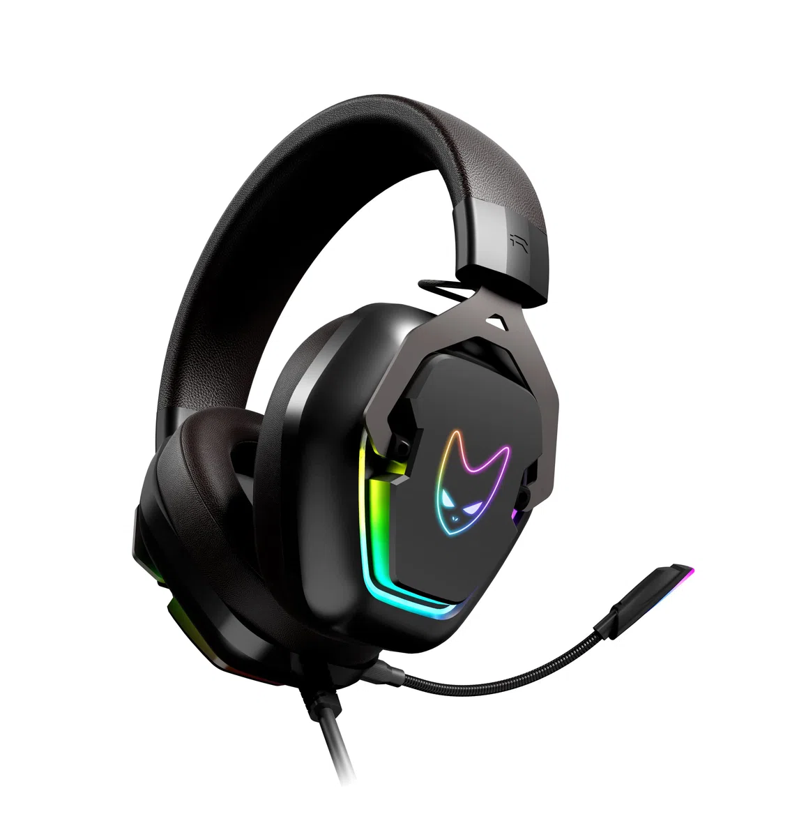 Oversteel - Phosphorus Auriculares Gaming 7.1, Cable USB, Micrófono Omnidireccional, Cancelación de Ruido, Jack 3,5mm y Luz RGB, Compatible con PC/PS5/PS4/Xbox/Switch, Negro