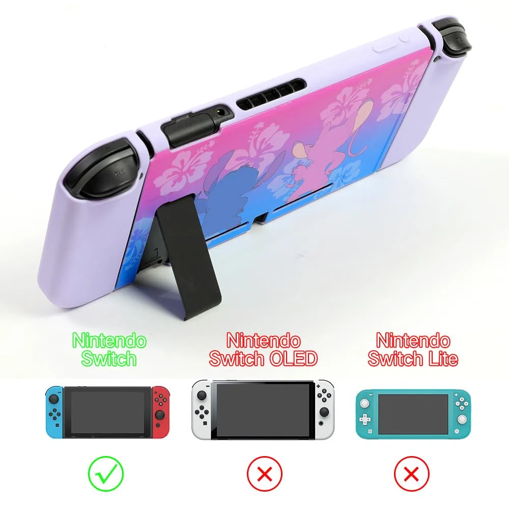 PERFECTSIGHT Funda de transporte para consola Nintendo Switch con accesorios 10 en 1, Paquete azul y morado, S y A
