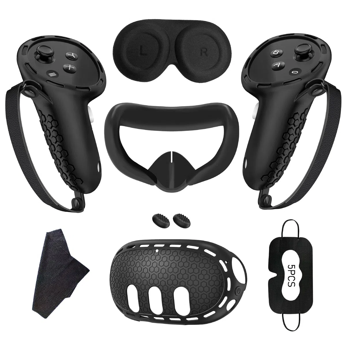 Custodia Protettiva in Silicone para Meta Quest 3,Juego de Accesorios Protectores de Auriculares VR,Máscara para Cara,Tapa de Lente,Puños para Pulgare,Máscaras para Ojos