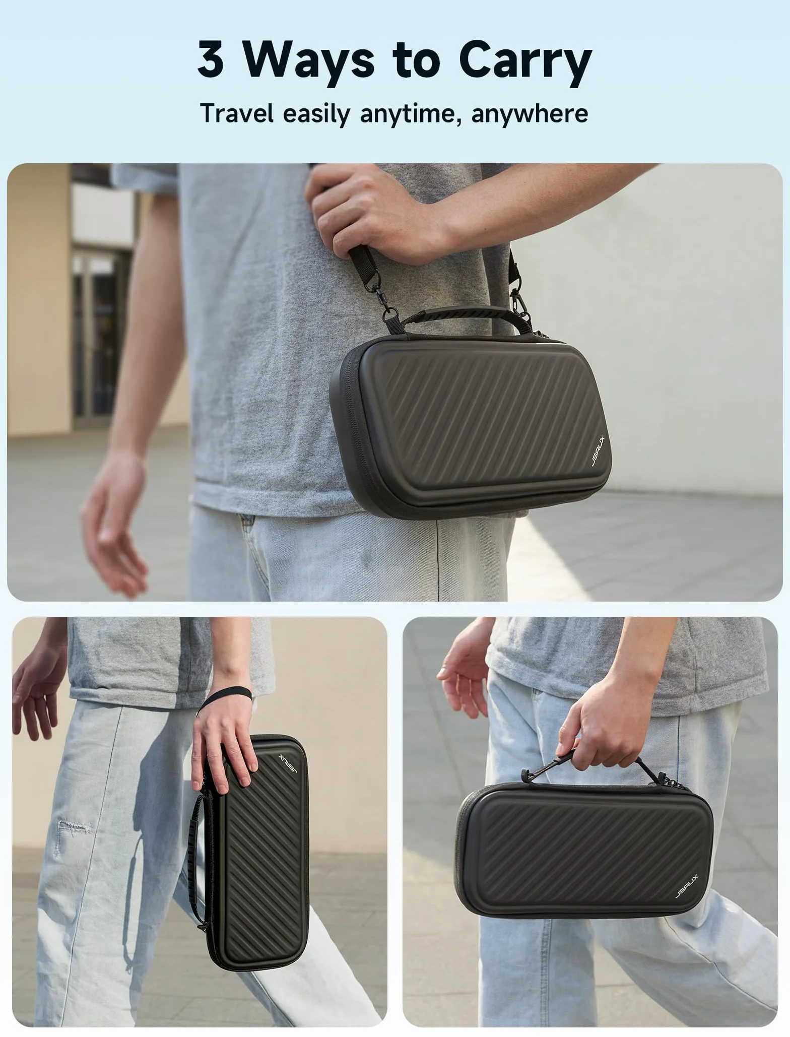 JSAUX Funda Compatible con Nintendo Switch 2 2025, Funda Protectora Rígida con 15 Ranuras para Tarjetas de Juego, Bolsa de Viaje Portátil para la Consola Switch 2 y Accesorios, Negro