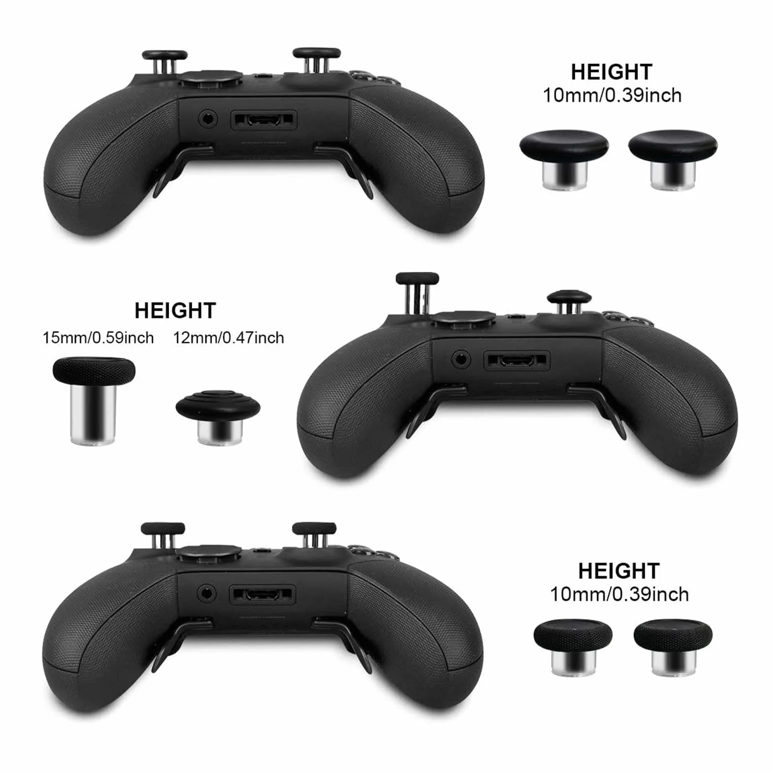 Joysticks de Repuesto, 6 uds. Joysticks de Goma de Metal de Acero Inoxidable Grip Swap Joysticks Thumb Stick para One Series 2