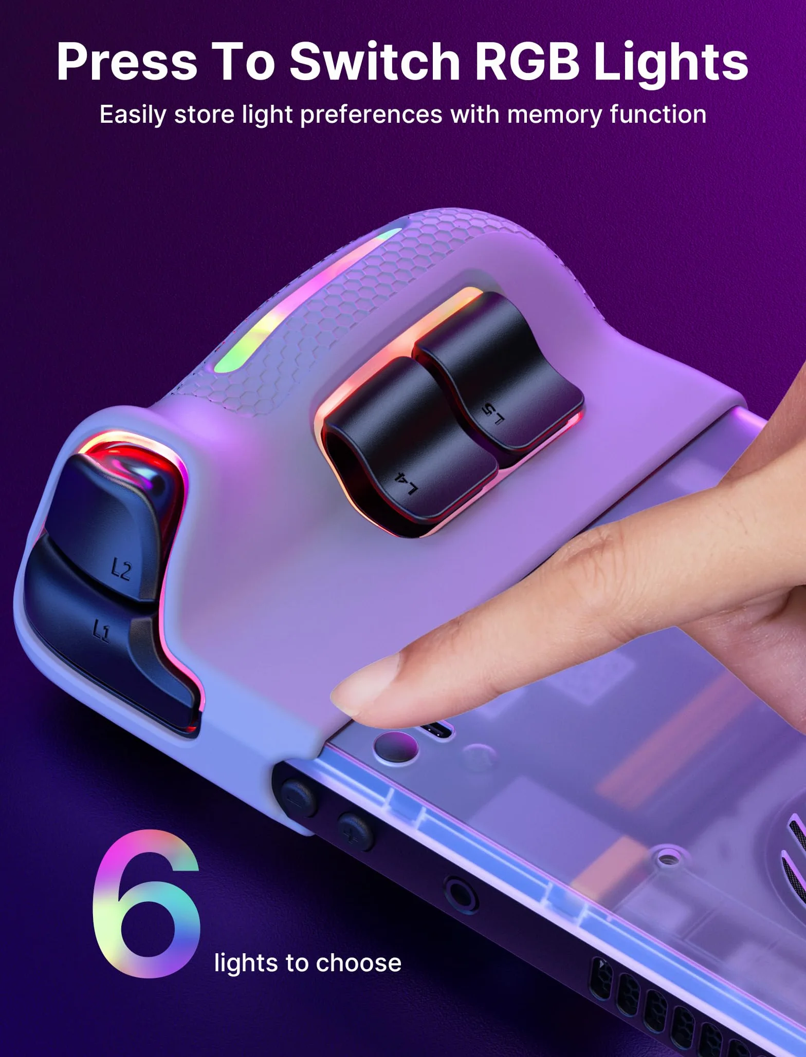 JSAUX Placa Trasera Transparente RGB versión Compatible con Steam Deck, Carcasa de Repuesto de edición Transparente Compatible con Steam Deck - Versión PC0106 RGB [Blanco Cristal]